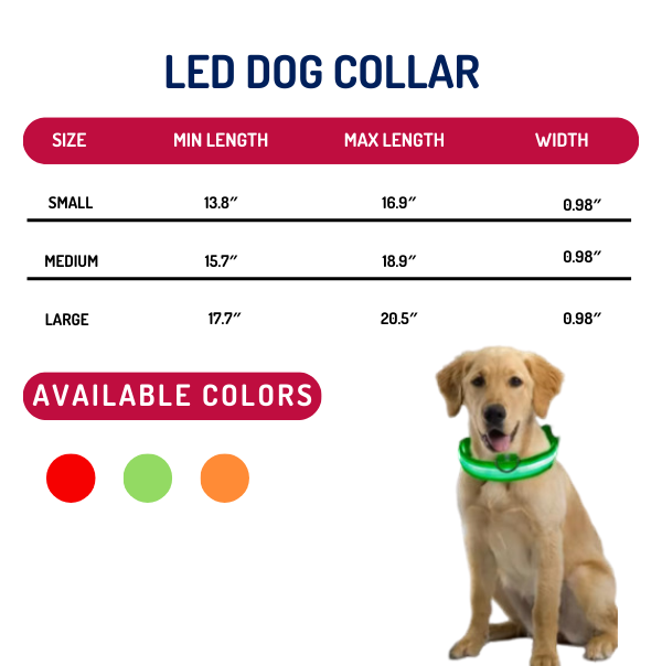 LED light collar size guide
